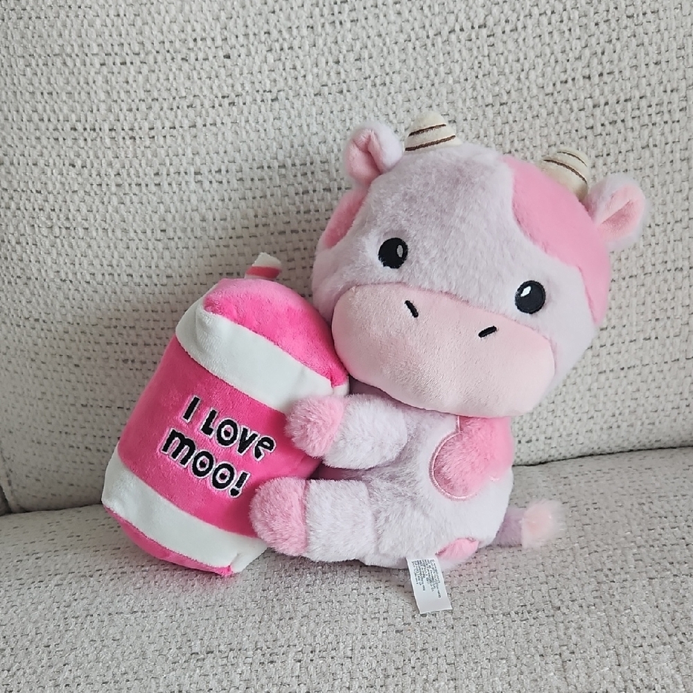 "I Love Moo" Stuffed Pink Cow